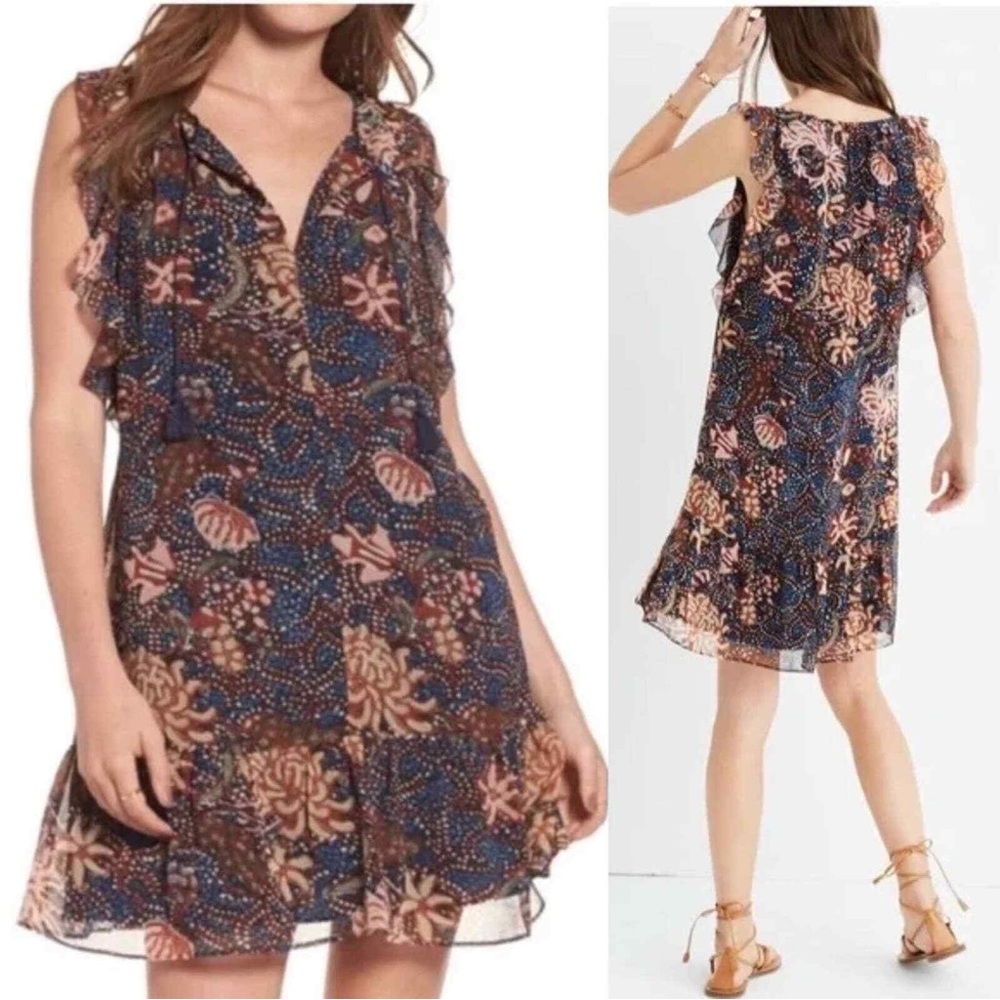 Madewell Boho Flitter Sleeve Navy Mini Dress